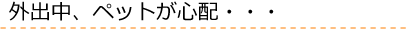 外出中、ペットが心配・・・